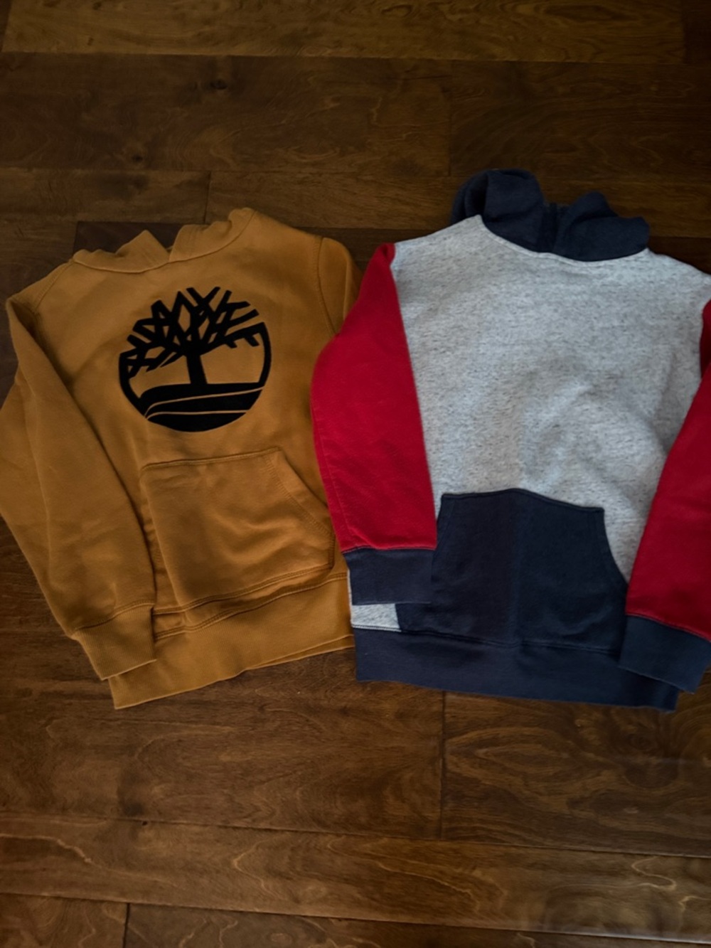 Timberland Mustard Sweatshirt and Gray-Navy-Red Colorblock Hoodie Set